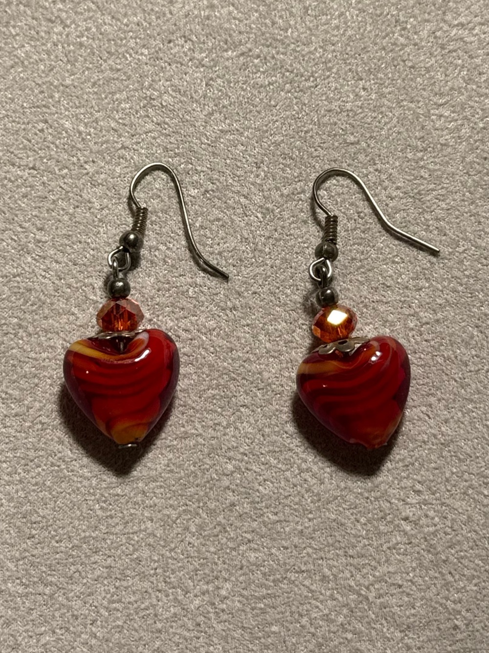Red Heart Glass Drop Earrings - Women's Jewelry